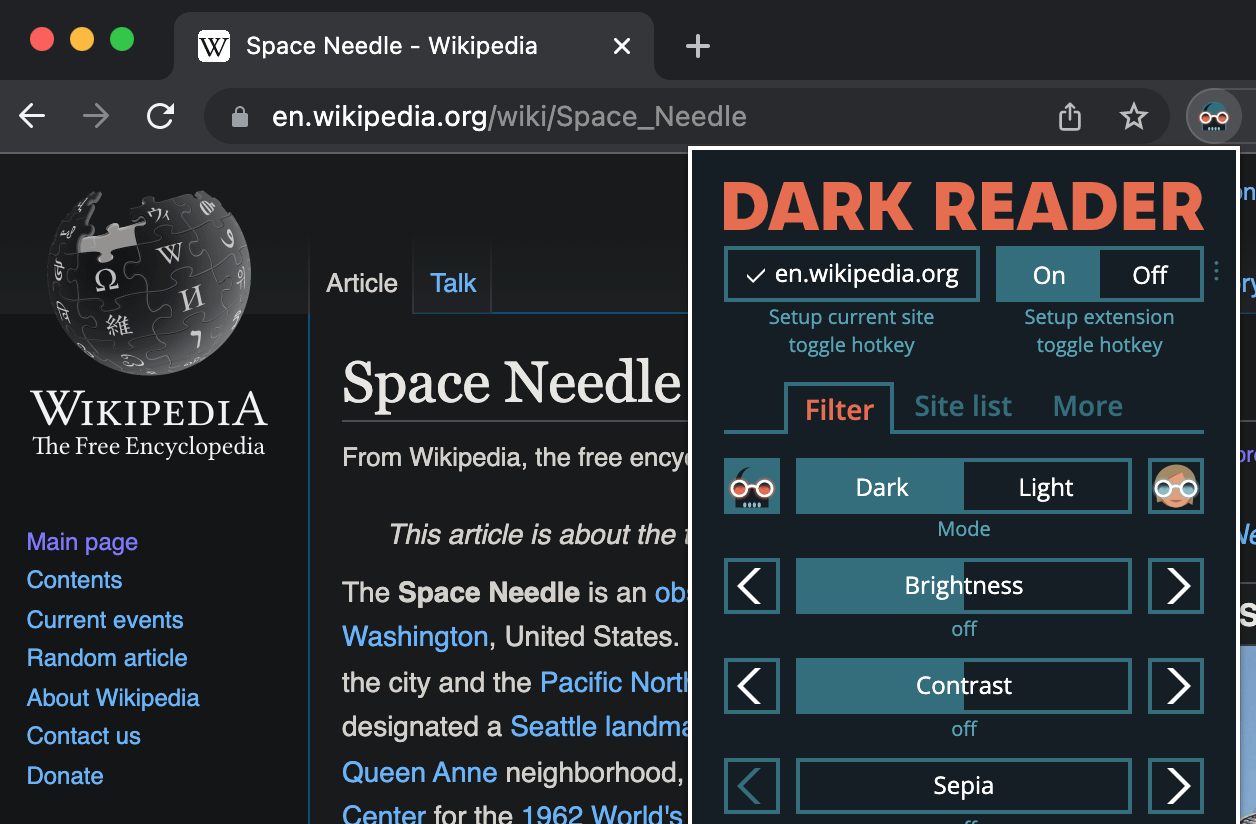 网页跟随黑暗模式：Dark Reader-帆域